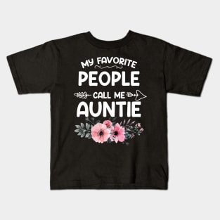 My Favorite People Call Me Auntie Pink Floral Mother's Day Kids T-Shirt